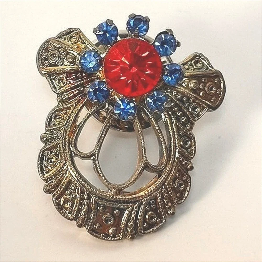 Vintage Jane Christmas Angel Pins Red Green Blue Rhinestone Collector Set